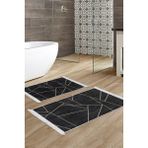 Alanur Home Eko Trend Djt 2 Li Yıkanabilir Kaymaz Taban Banyo Paspas Klozet Takımı 717 Modern Lacivert (60 x 100 - 50 x 60) - Siyah