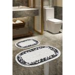 Alanur Home Eko Trend Djt 2 Li Yıkanabilir Kaymaz Taban Oval Banyo Paspas Klozet Takımı 1495 Modern Siyah (50 x 80 - 40 x 50)
