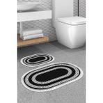 Alanur Home Eko Trend Djt 2 Li Yıkanabilir Kaymaz Taban Oval Banyo Paspas Klozet Takımı 650M Modern Siyah (60 x 100 - 50 x 60)