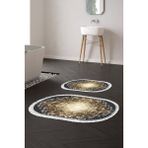 Alanur Home Eko Trend Djt 2 Li Yıkanabilir Kaymaz Taban Oval Banyo Paspas Klozet Takımı 759 Patchwork Siyah (60 x 100 - 50 x 60)