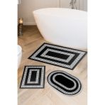 Alanur Home Eko Trend Djt 3 Lü Yıkanabilir Kaymaz Taban Banyo Paspas Seti 650m Modern Siyah