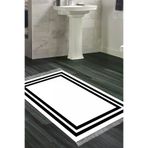 Alanur Home Eko Trend Djt Banyo Paspası Yıkanabilir Kaymaz Taban 1696 Bordürlü Siyah Beyaz 1696-Trend-Banyo