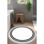 Alanur Home Eko Trend Djt Banyo Paspası Yıkanabilir Kaymaz Taban 1696 Yuvarlak Bordürlü - Beyaz - Siyah - 15 x 15 cm