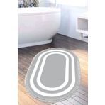 Alanur Home Eko Trend Djt Banyo Paspası Yıkanabilir Kaymaz Taban 2229m Oval Bordürlü Gri Beyaz 2229M-Trend-Banyo-Oval