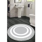 Alanur Home Eko Trend Djt Banyo Paspası Yıkanabilir Kaymaz Taban 2229m Yuvarlak Bordürlü Gri Beyaz 2229M-Trend-Banyo-Yuvarlak