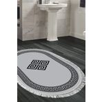 Alanur Home Eko Trend Djt Banyo Paspası Yıkanabilir Kaymaz Taban 656m Oval Modern Gri 656M-Trend-Banyo-Oval