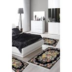 Alanur Home Eko Trend Djt Yıkanabilir Kaymaz Taban 3 Lü Yatak Odası Takımı F5022 Etnik Siyah
