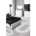 Alanur Home Eko Trend Djt Yıkanabilir Kaymaz Taban Oval 3 Lü Yatak Odası Takımı 2229m Bordürlü Gri Beyaz 2229M-yatak-3-pcs-oval-K-S-Oval