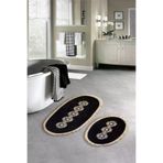 Alanur Home Eyfel Saçaklı Welsoft Dantelli 2'li Banyo Klozet Takımı Siyah