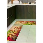 Alanur Home F5060-mutfak-2-pcs-K-S Eko Trend Djt 2 Li Yıkanabilir Kaymaz Taban Mutfak Halısı Seti F5060 Mutfak Renkli