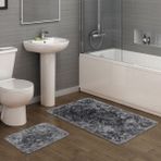 Alanur Home Glory Cotton Eskitme 2'li Paspas Seti Klozet Takımı Antrasit
