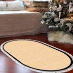 Alanur Home Kaymaz Taban Djt Banyo Mutfak Salon Halı Trend Saçaklı Oval Dokuma Desen E5007