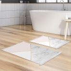 Alanur Home Kaymaz Taban Djt Klozet Takımı Star Pamuk Saçaklı Geometrik E5008 Beyaz