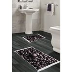 Alanur Home Kaymaz Taban Djt Klozet Takımı Star Pamuk Saçaklı Geometrik E5009 Siyah