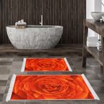 Alanur Home Kaymaz Taban Djt Klozet Takımı Yıldız Deri Saçaklı Geometrik E5011 Turuncu