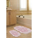 Alanur Home Lazer Kesim Djt 2 Li Yıkanabilir Kaymaz Taban Banyo Paspas Klozet Takımı 203 Figürlü Bej - Pembe