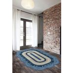 Alanur Home Lilyum Lazer Kesim Kaymaz Taban Dijital Baskı Mavi 80x150 cm Salon Halı