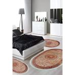 Alanur Home P1356-yatak-3-pcs-oval-K-S-Oval Eko Trend Djt Yıkanabilir Kaymaz Taban Oval 3 Lü Yatak Odası Takımı P1356 Vintage Kırmızı