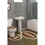 Alanur Home Queen Sarmaşık Şekilli Nakışlı Banyo 3'lü Klozet Takımı Koyu Kahve