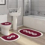 Alanur Home Queen Şekilli Nakışlı Kaymaz Yıkanabilir 3'lü Paspas Seti Klozet Takımı Bordo