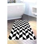 Alanur Home S5057-Trend-Banyo Eko Trend Djt Banyo Paspası Yıkanabilir Kaymaz Taban S5057 Geometrik Siyah