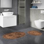 Alanur Home Salina Oval Cotton Makarnalı Yıkanabilir 2'li Paspas Seti Klozet Takımı Eskitme Kahve