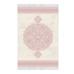 Alanur Home Star Kaymaz Pamuk Tabanlı Saçaklı Krem Pudra Dijital Baskı Halı