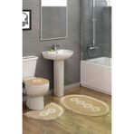 Alanur Home TYC00137425716 Queen Sarmaşık Şekilli Nakışlı Banyo 3'lü Klozet Takımı Cappuccino