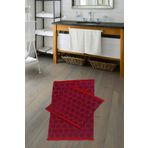 Alanur Home Welsoft Puantiyeli Bambo Klozet Takımı 2 Pcs Bordo PMKK22