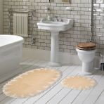 Alanur Home Zara Oval Kaymaz Taban Yıkanabilir 2'li Banyo Paspas Seti Klozet Takımı (65 x 115 - 55 x 65 ) Cappuccino
