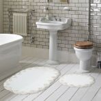 Alanur Home Zara Yaprak Oval 2'li Set (65 x 115 - 55 x 65 ) Beyaz