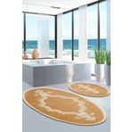 ALANUR Sırma Welsoft Dantelli Saçaklı Oval Klozet Takımı 2 Pcs Cappuccino SIRMA