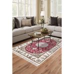 Alanur Star Pamuk Tabanlı Saçaklı Dijital Halı 900647-P-S, Bordo, 100 x 300