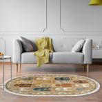 Alanur Trend Kaymaz Dod Tabanlı Saçaklı Dijital Halı Oval Multi
