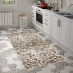 Alanur Trend Kaymaz Keçe Tabanlı Yıkanabilir Mutfak Halısı MU132 Kahve - 80 x 300 cm - Kahverengi