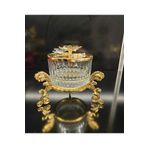 ALANYA HOME DECOR GOLD FOOT BUTTERFLY LID GLASS BOWL SUGAR BOWL 13x12 Cm AYAKLI KELEBEK KAPAKLI CAM KASE ŞEKERLİK
