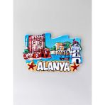 Alanya Polyester Kabartmalı Magnet 8X5,5 Cm Şehir Magneti Dekoratif Hediyelik Buzdolabı Süsü (Kod:1251)