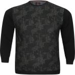 AlanyaXXL Büyük Beden Düz Renk Pamuklu Bisiklet Yaka Erkek Sweat Kazak - Siyah - 2XL