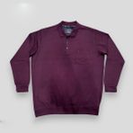 AlanyaXXL Büyük Beden Polo Yakalı Cepli Düğme Kapama Pamuklu Erkek Kazak - Bordo - 2XL