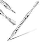 Alaoo Çatallı tırnak eti itici, 2'si 1 arada paslanmaz çelik metal spatula, kütikül itici, çift uçlu tırnak derisi çatalı, profesyonel tırnak itici, manikür, pedikür için