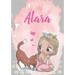 Alara: Notebook A5 | Personalized name Alara | Birthday gift for women, girl, mom, sister, daughter ... | Cute little girl with cat | 120 lined pages journal, small size A5 (ca. 6 x 9 inches)