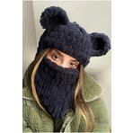ALARA REYHAN Ayıcık Kulaklı Siyah Balaklava Handmade Balaclava Peluş Örgü Hediyelik Aksesuar
