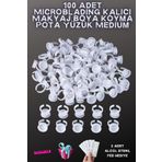 alaraycosmetics 100 Adet Microblading Kalıcı Makyaj Boya Koyma Pota Yüzük Medium