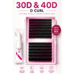 alaraycosmetics 30D 40D Mix Takma Kirpik Seti 280 Demet İpek Kirpik D Curl Profesyonel Kirpik Seti Evde Uygulama +Yapıştırıcı Hediye