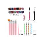 alaraycosmetics Nail Art Tool Kit Nail Art Fırçalar Renkli Rhinestones Dekorasyon Tırnak Aksesuarları 35 Parça