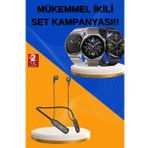 Alarm ve Titreşim Özellikli Akıllı Saat ve Mikrofonlu Kablolu Bluetooth Kulaklık 60 Saat