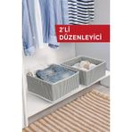 ALAS 2 Adet Çekmece Ve Raf Düzenleyici Saklama Kutusu - Gri - 29x29x14