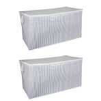 Alas 2 Adet - Sandık Tipi Hurç Maxi - Yastık Yorgan Vb Hurcu 75X40X40 - Leke Tutmaz Çizgili Model