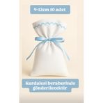 ALASEREN 10 ADET 9×12 CM MAVİ NAKIŞLI HAM BEZ KESE ÇOK AMAÇLI BEZ POŞET