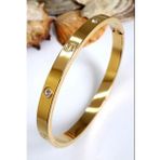 Alaşım Kartier Kelepçe Taşlı Bileklik Gold